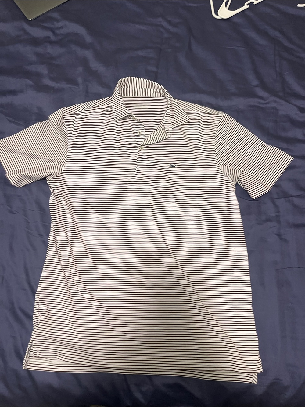 Vineyard Vines White & Navy Striped Polo